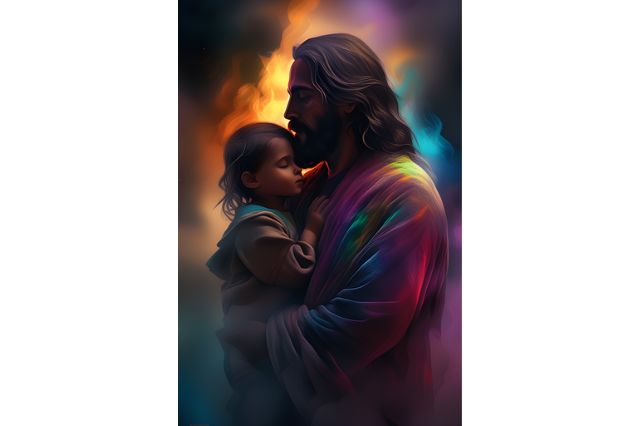 jesus holding a child and giving him a blessing